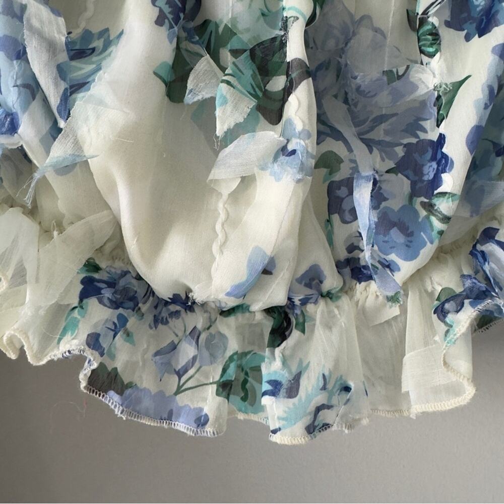 Shein Floral Off-Shoulder Ruffle Top Long Sleeve Cropped Crop Frilly Spring EUC - Picture 8 of 12